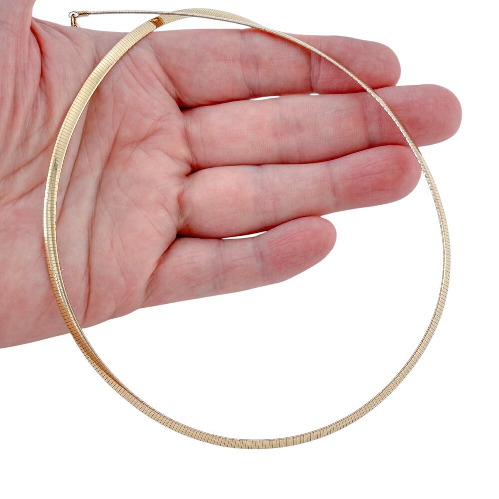 Vintage Gold-Tone Sterling Silver 925 Reversible Flat Snake Chain Necklace 20"